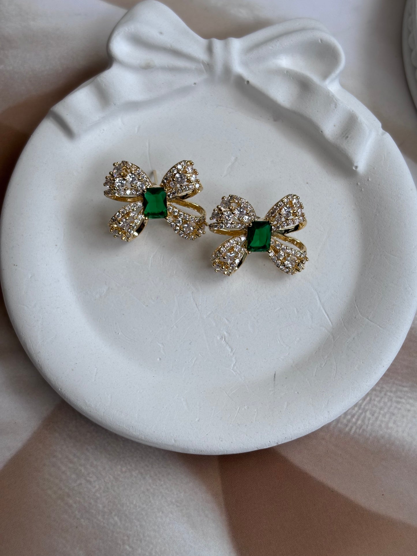 Emerald Bow Studs
