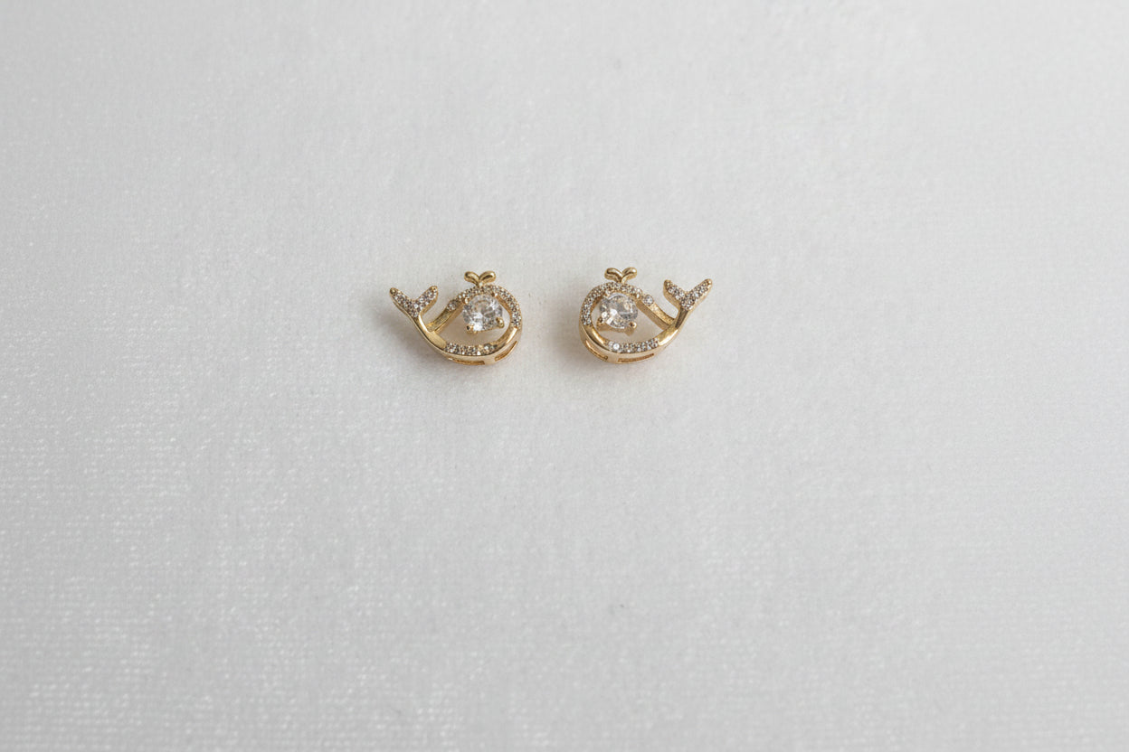 White stone Dolphin studs
