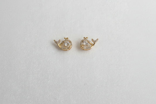 White stone Dolphin studs