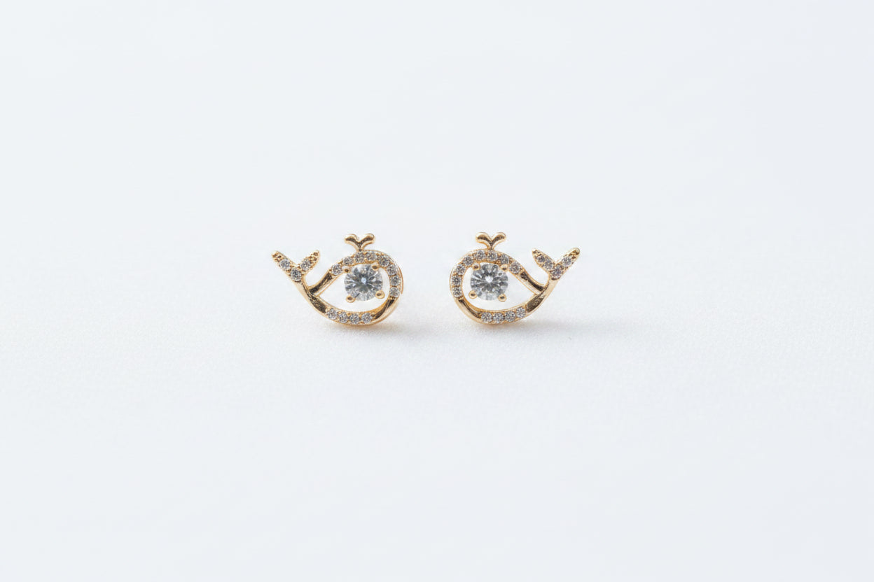 White stone Dolphin studs