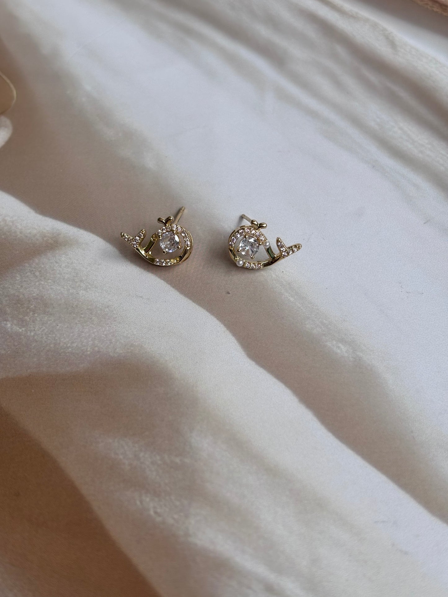 White stone Dolphin studs