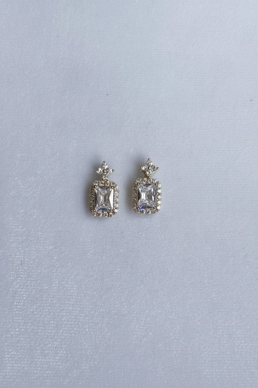 Crystal Studs with AD stones surrounded dangle stone