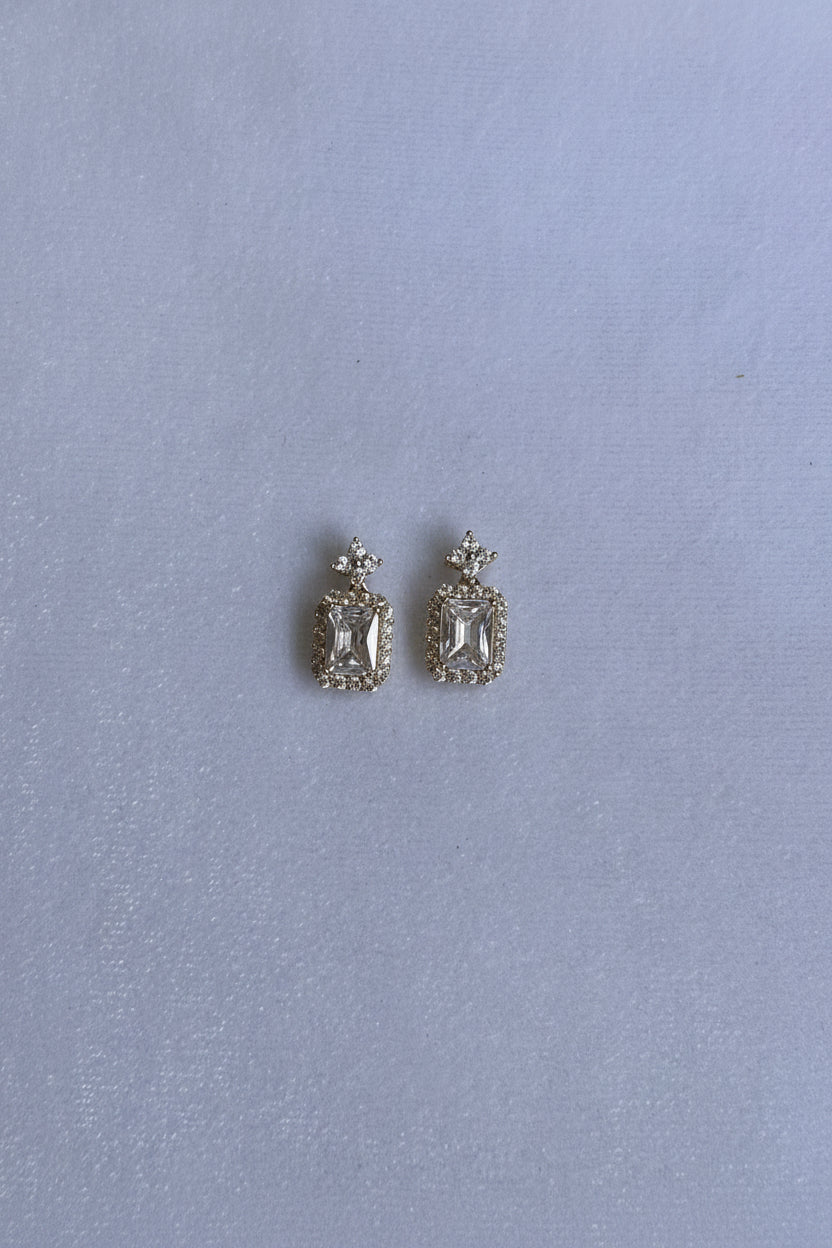 Crystal Studs with AD stones surrounded dangle stone