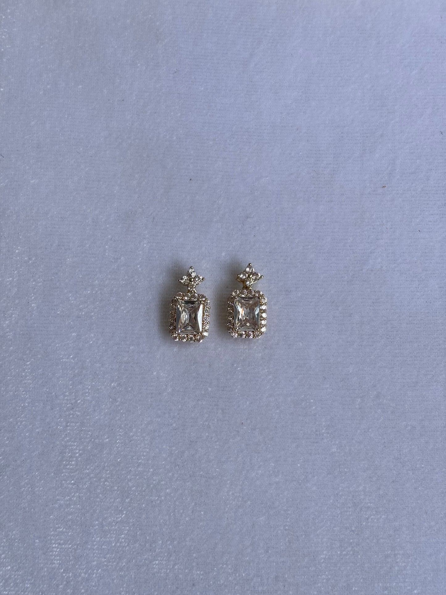 Crystal Studs with AD stones surrounded dangle stone