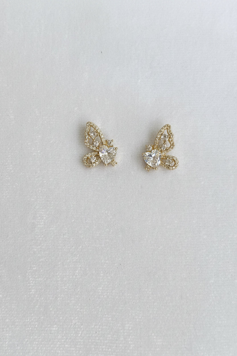White stone Half Butterfly studs
