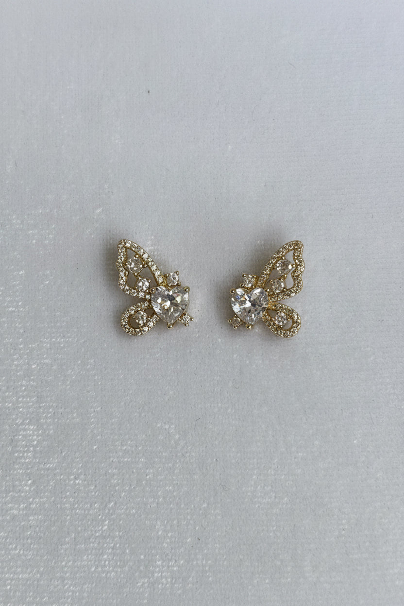 White stone Half Butterfly studs