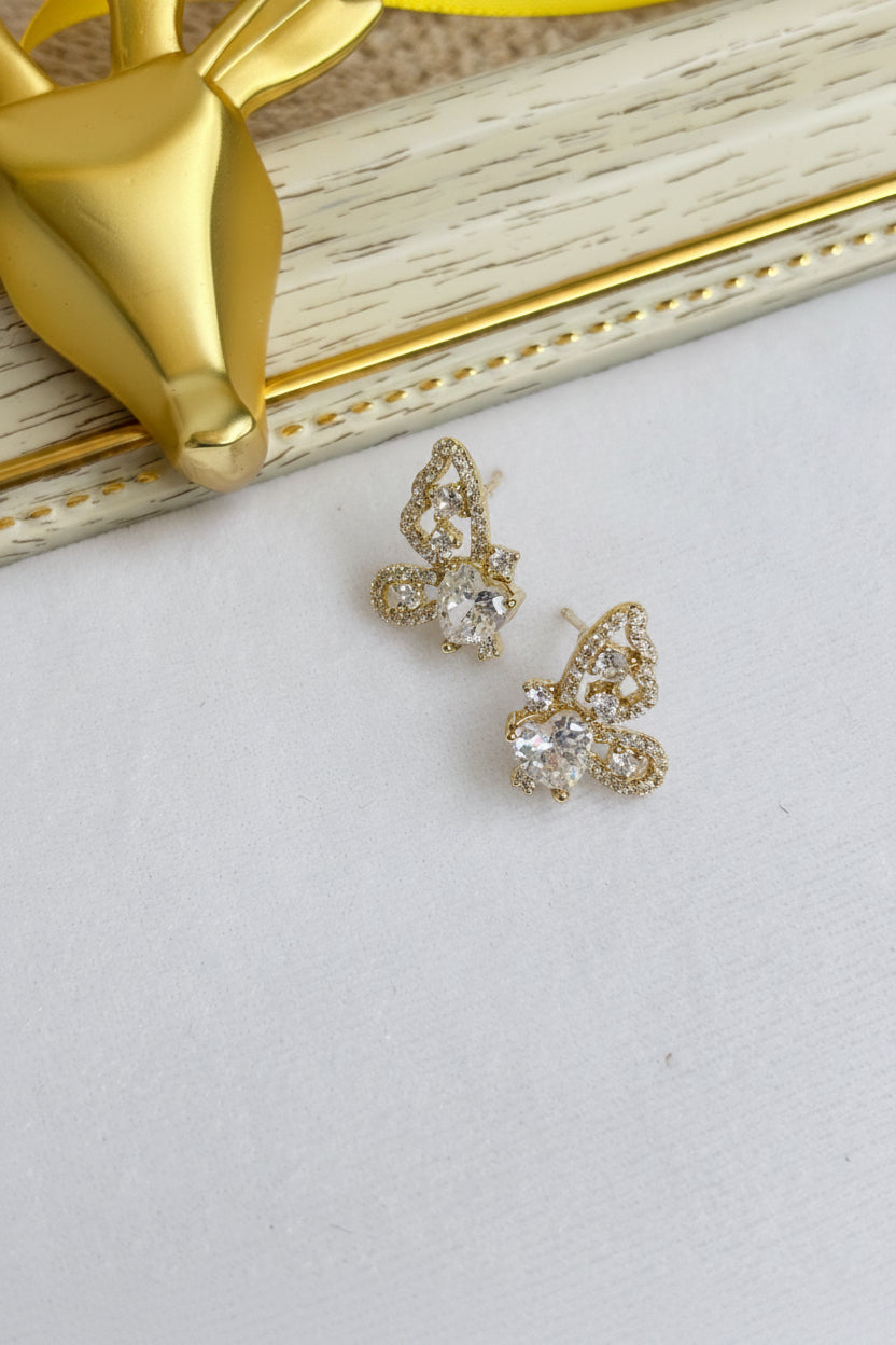 White stone Half Butterfly studs