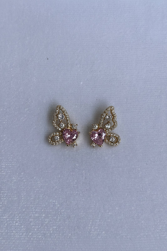 Pink stone Half Butterfly studs