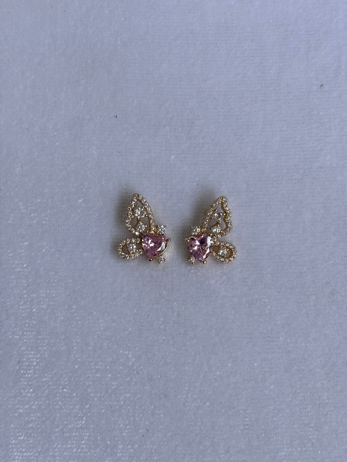 Pink stone Half Butterfly studs