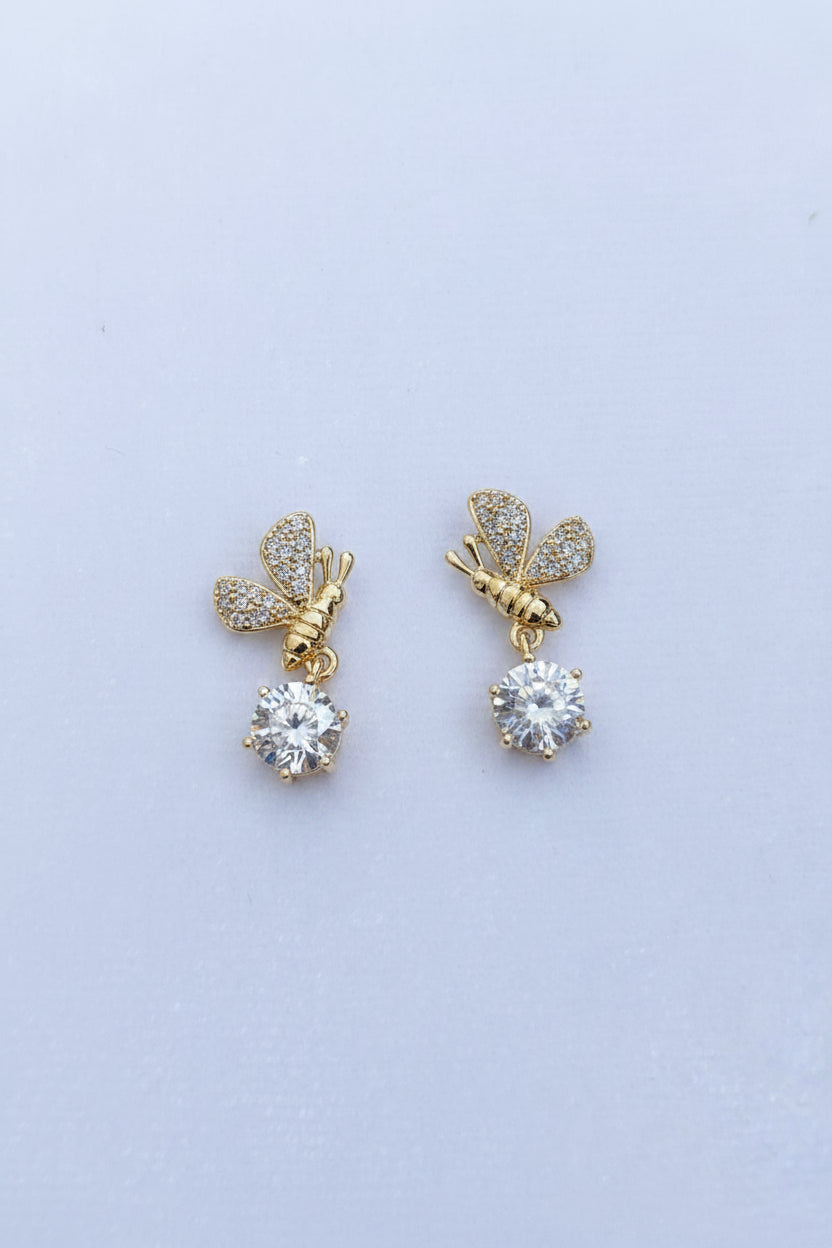 Half Butterfly with white dangling stone earrings