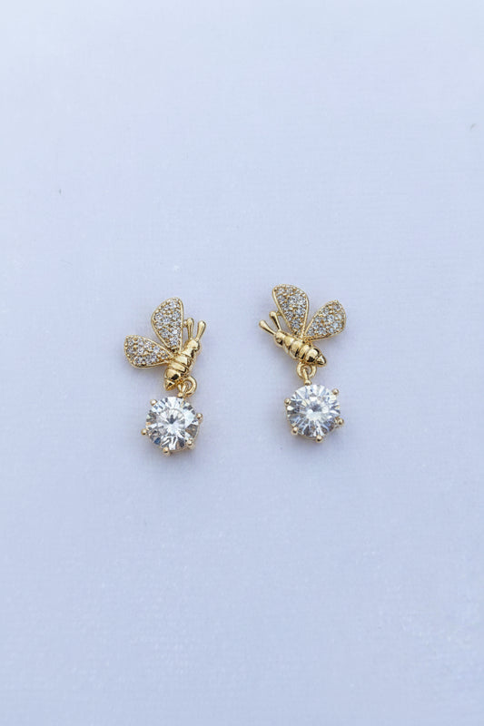 Half Butterfly with white dangling stone earrings