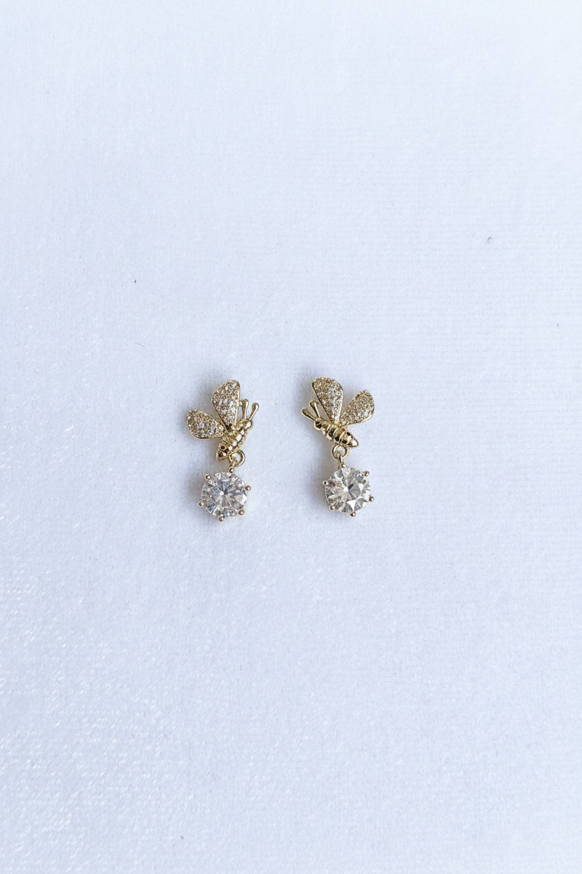 Half Butterfly with white dangling stone earrings