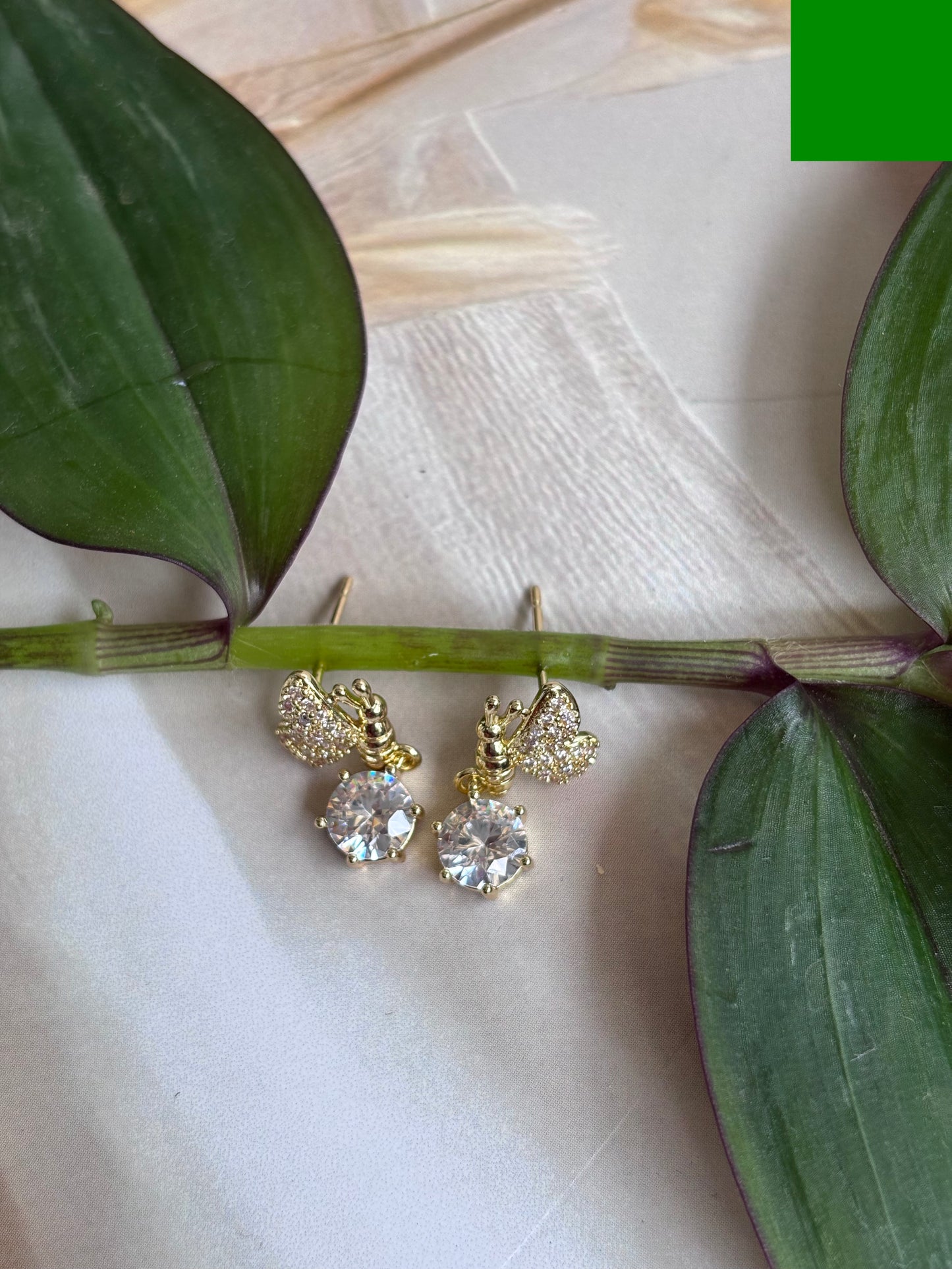 Half Butterfly with white dangling stone earrings