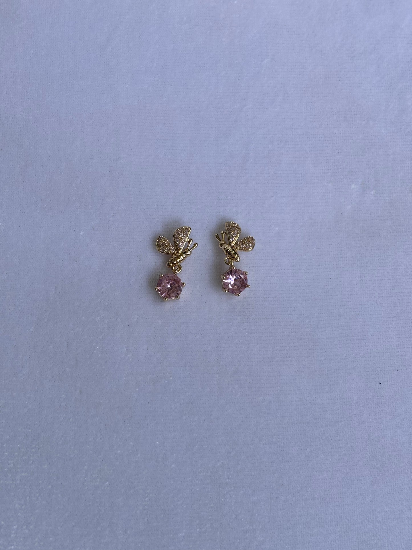 Half Butterfly with pink dangling stone earrings