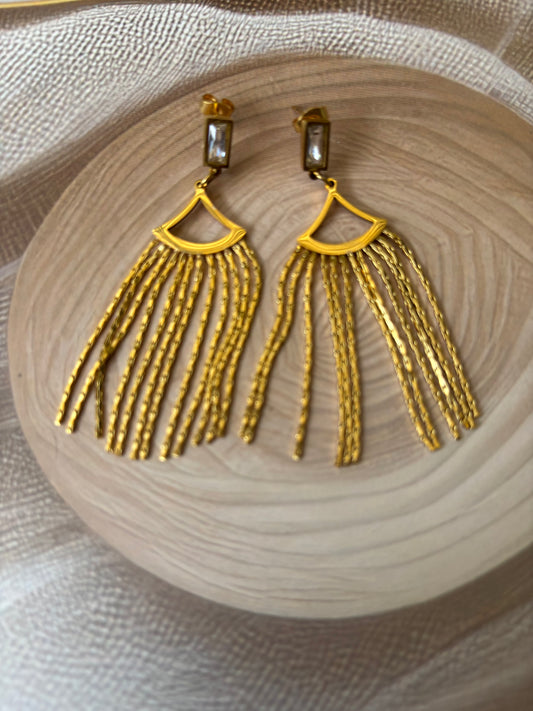 Long Triangle Tassel Earrings