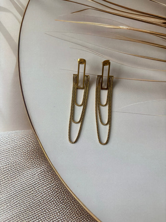 Rectangle Dangler long earrings