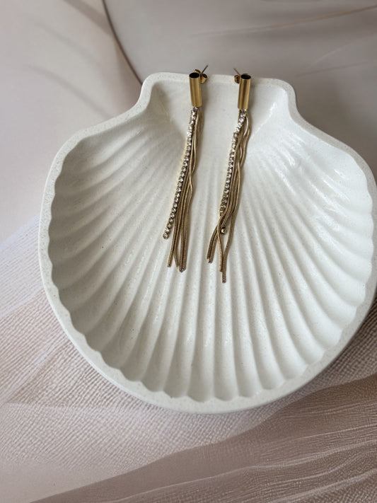 Long Piping studs tassel earrings