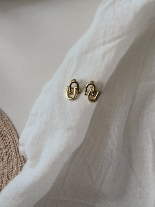 Golden Layered clasp earrings