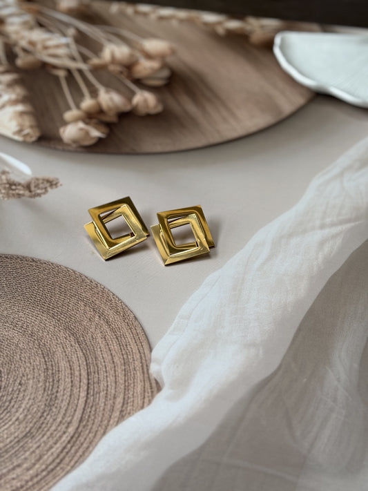 Layered square earrings