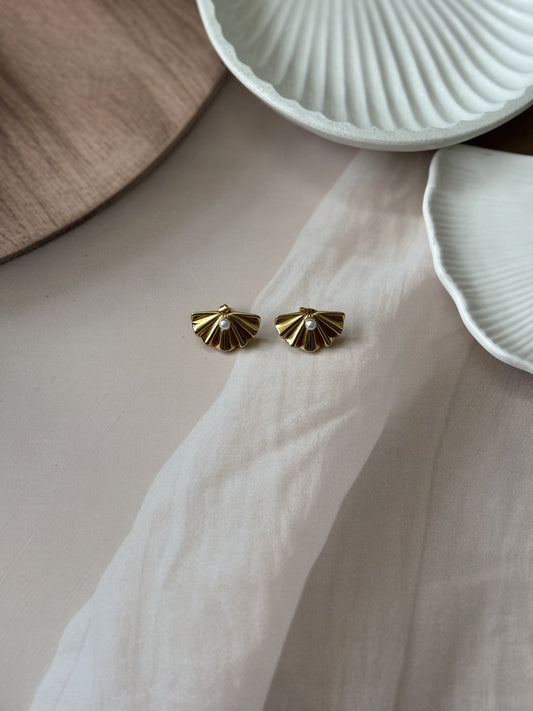 Golden Flat shell bead studs