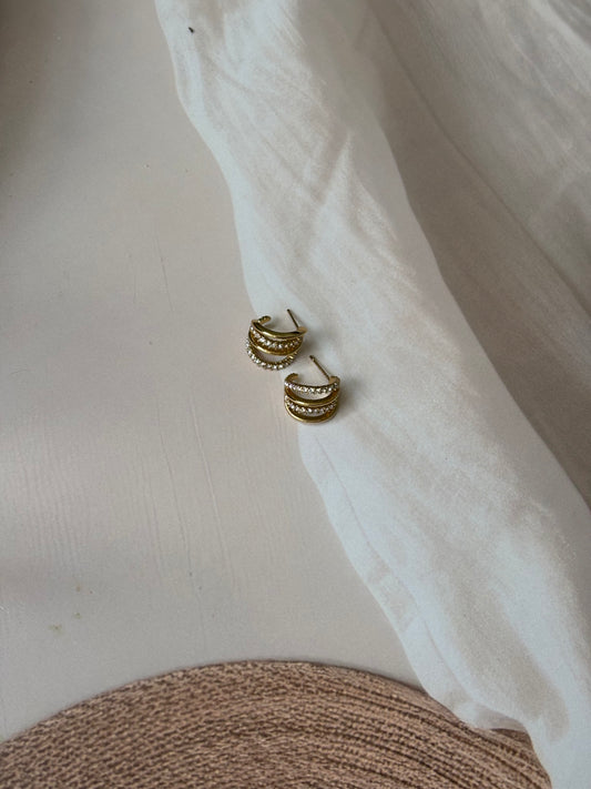 Golden Studded lining earrings