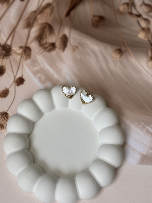 Golden Mother of pearl heart shape studs