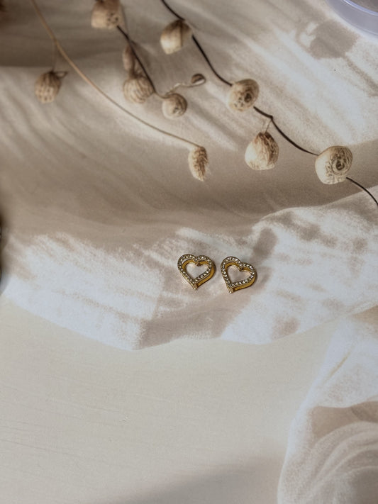 Golden Hollow heart studs