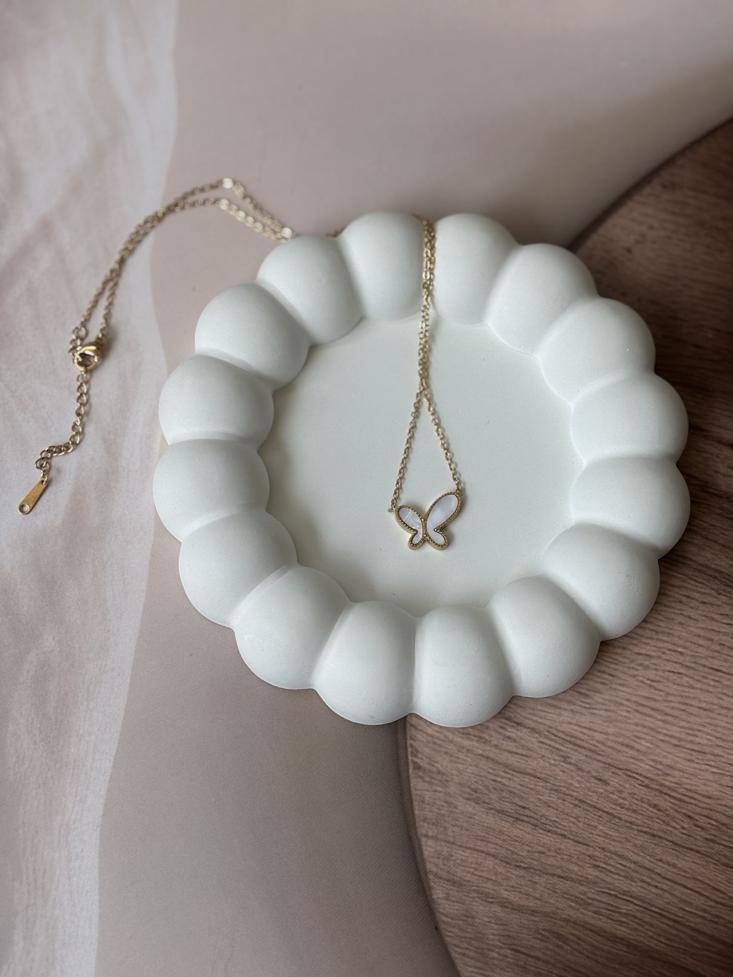 Golden White Butterfly Necklace