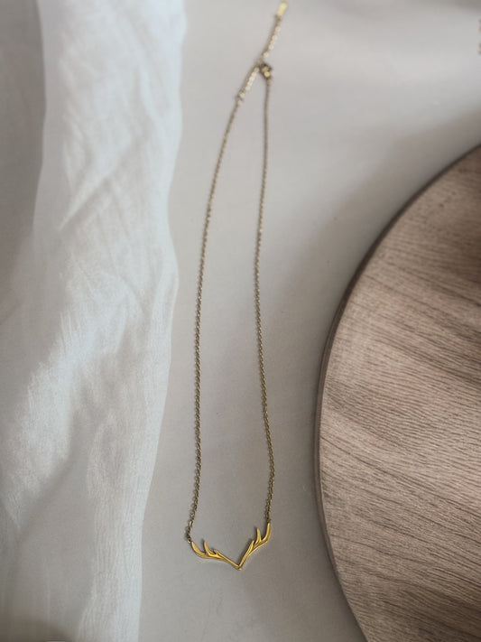 Golden Deer Antler Necklace