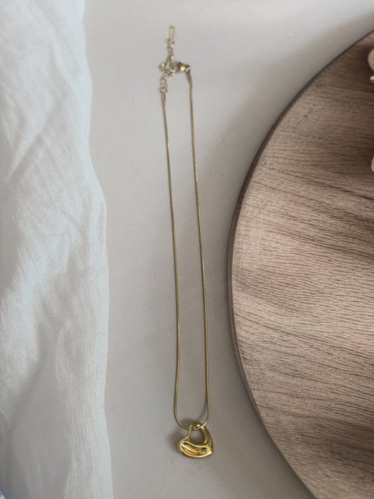 Golden Hollow Heart Necklace
