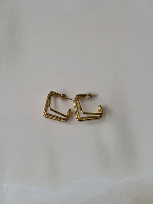 Golden Half square earrings