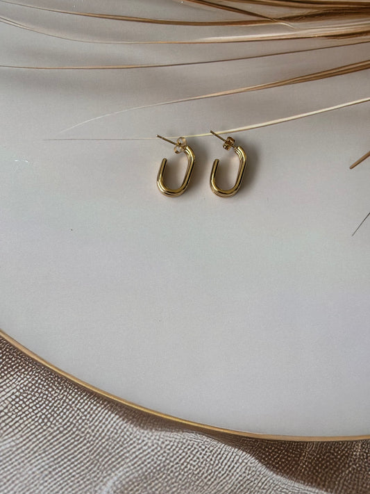 Golden Squary oval small earrings