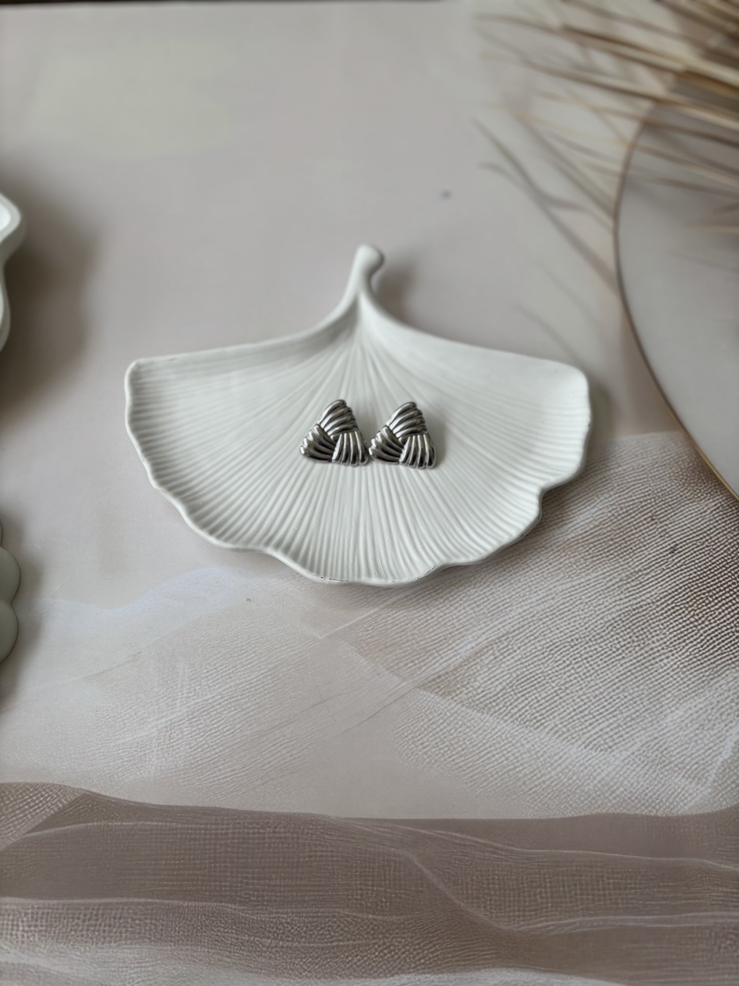 Silver triangle studs