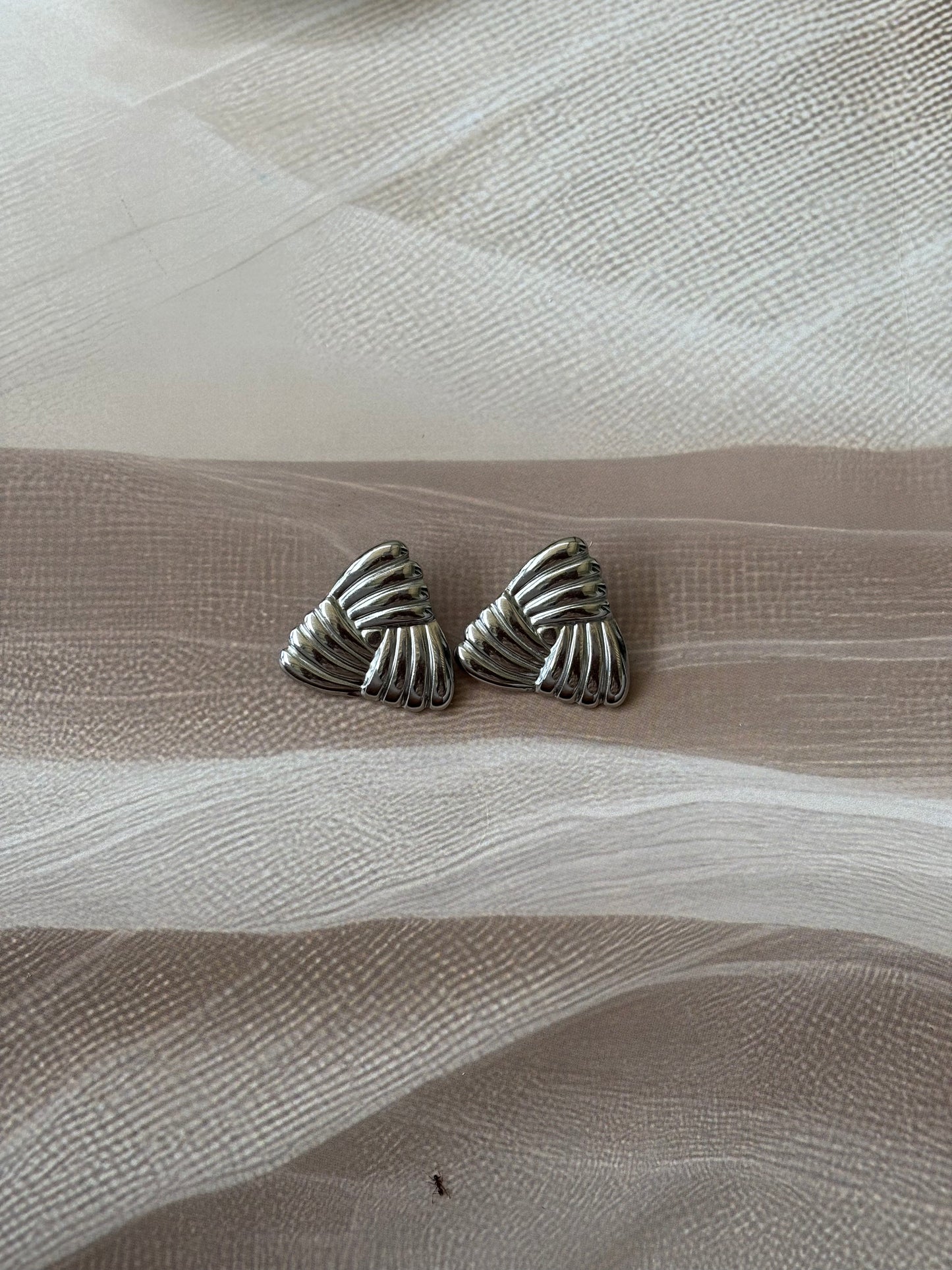 Silver triangle studs