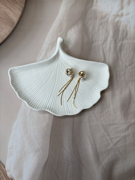 AD and Pearl tassel earrings- Amber