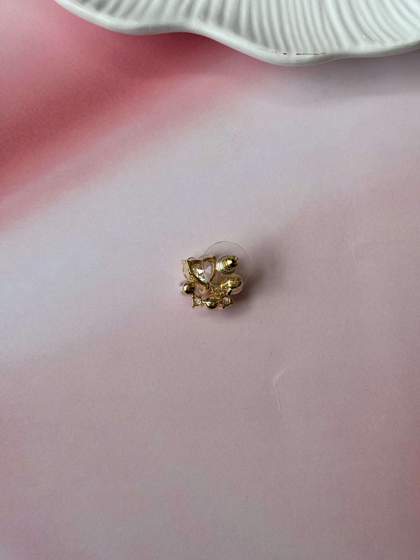 AD heart with pearls and stones studs earrings