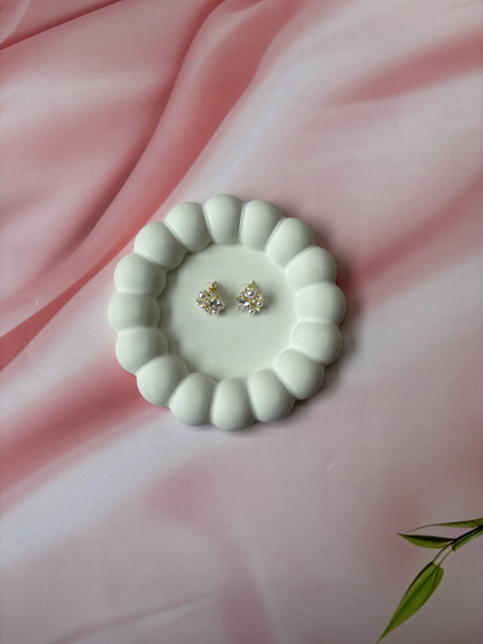AD heart with pearls and stones studs earrings