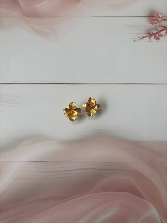 Golden petal flower earrings