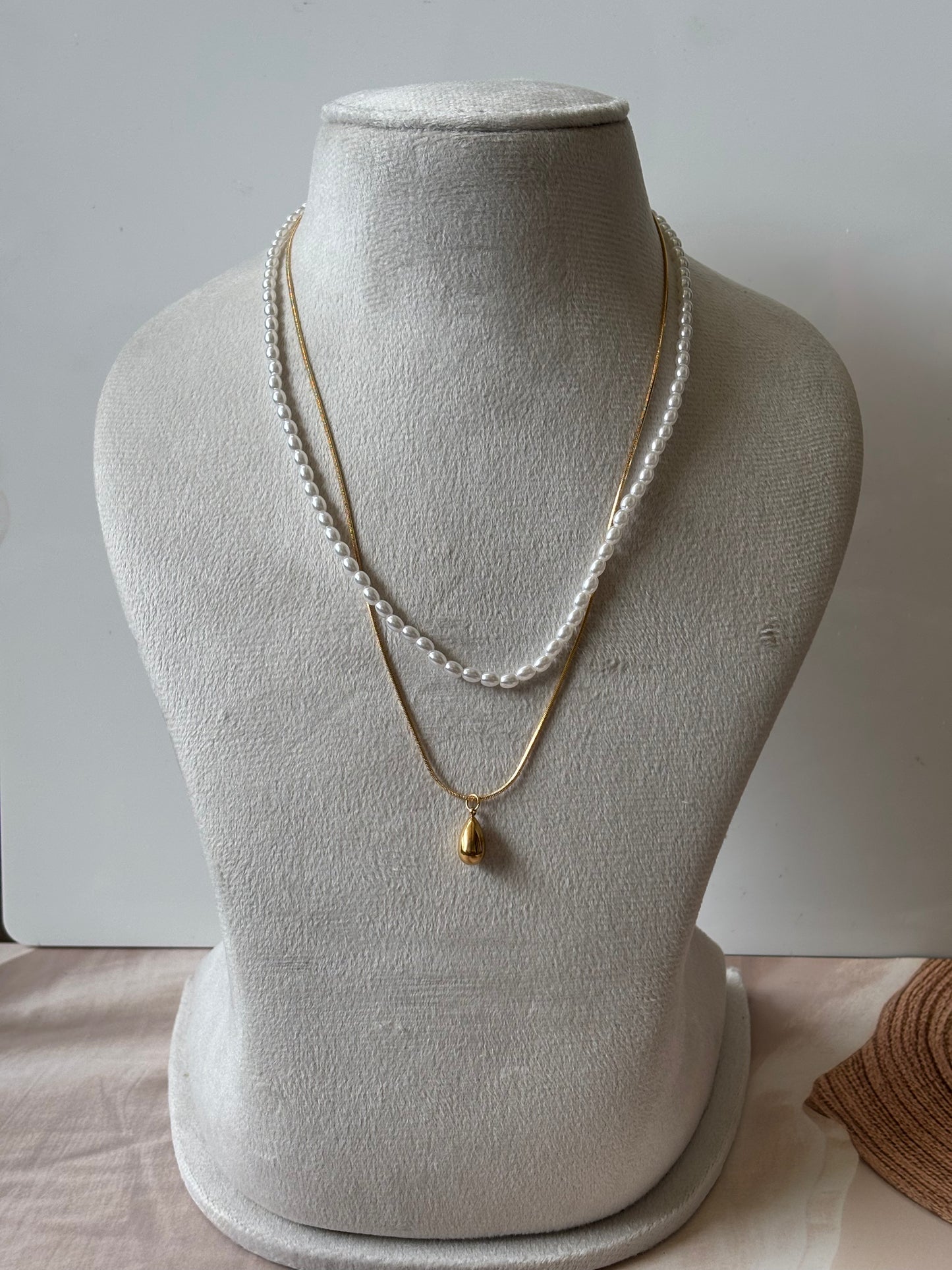Beads and drop necklace