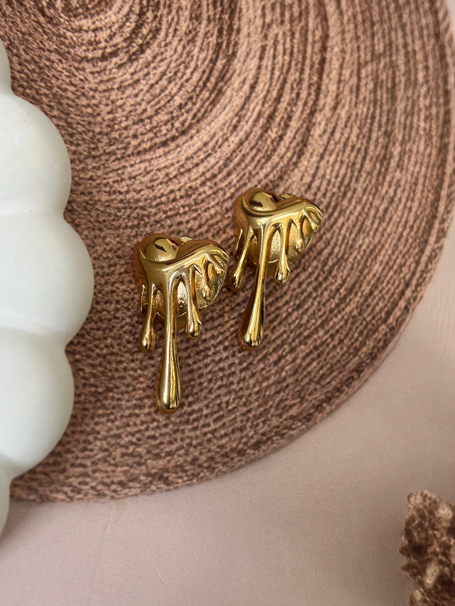 Chunky melted heartdrop dangle studs