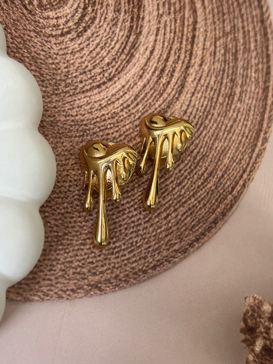 Chunky melted heartdrop dangle studs