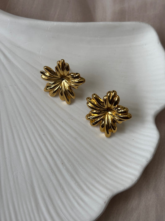Chunky golden flower studs