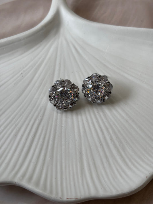 AD stone embedded flower studs